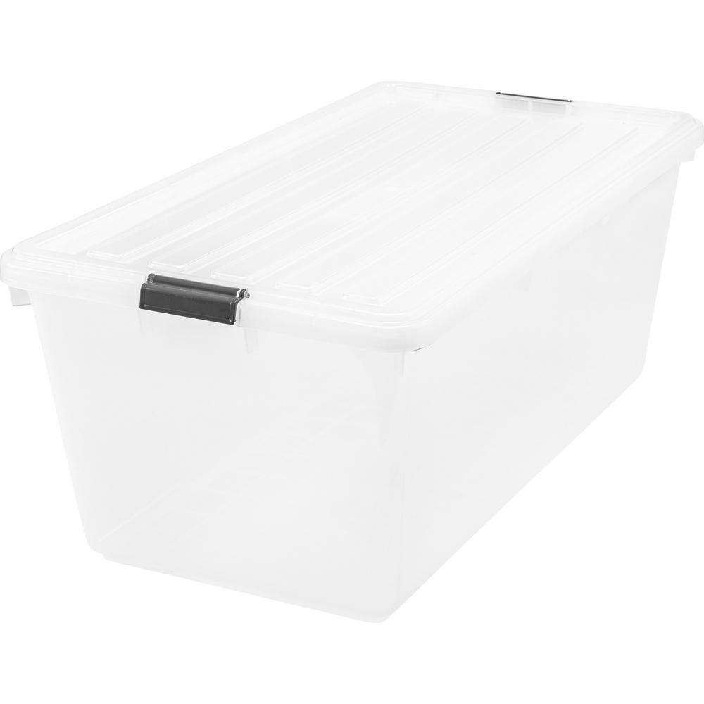 IRIS 91 Qt. Buckle Down Storage Box in Clear100201 The Home Depot