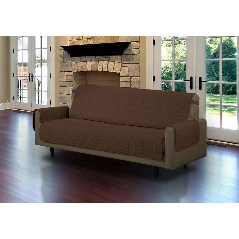 Brown Microfiber Sofa Pet Protector Slipcover With Tucks And Strap Brown Microfiber Sofa Pet Protector Slipcover With Tucks And Strap