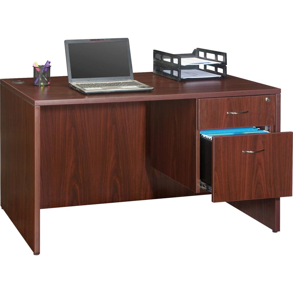 Lorell Essentials Mahogany With 2 Drawers And Double Pedestal Pedestal File Cabinet Llr69398 The Home Depot
