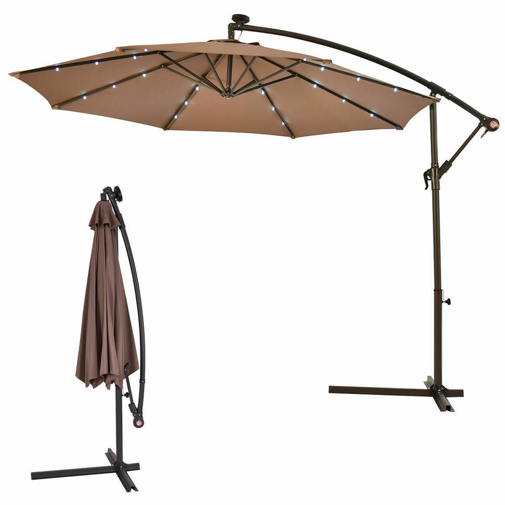 Steel Brown Market Umbrellas Patio The Home Depot Steel Brown Market Umbrellas