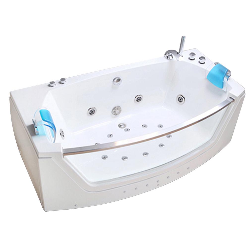 Privilege 70.8 in. Acrylic Center Drain Rectangular Alcove ...