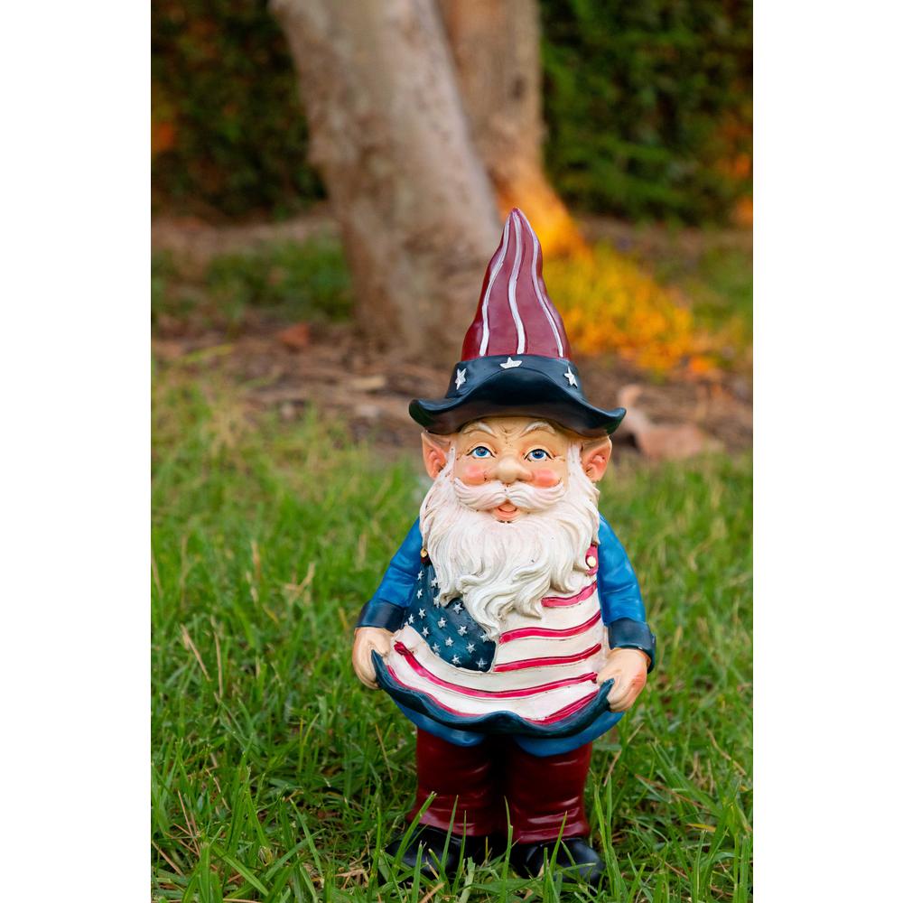 Alpine Corporation 12 In Americana Gnome With Bird Feeder Zen128s