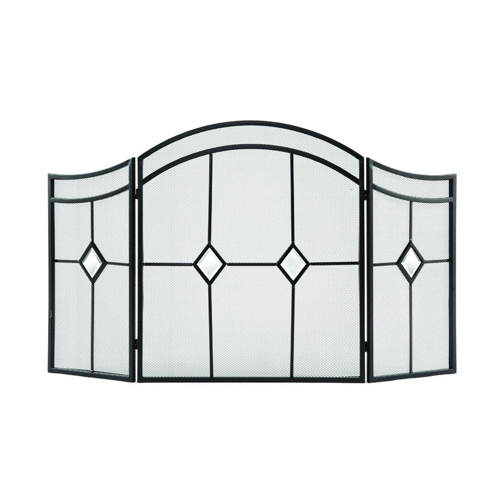 Pleasant Hearth Diamond Espresso Steel 3 Panel Fireplace Screen