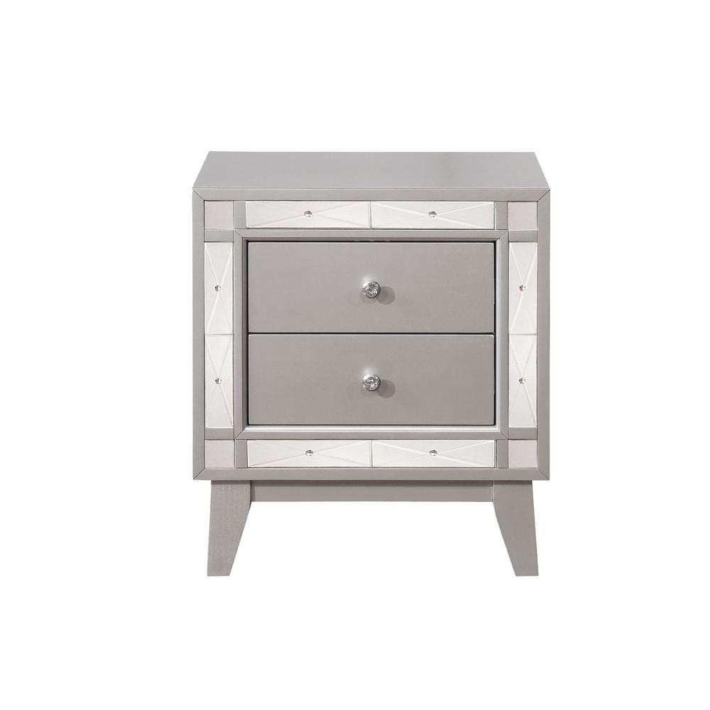 Coaster Leighton 2 Drawer Nightstand With Mirrored Panel Accents