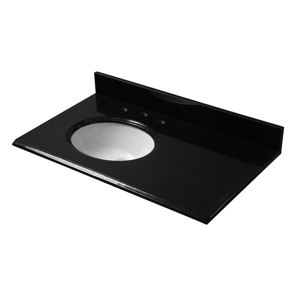 Cahaba 37 In W X 22 D Granite Vanity Top Black With Left - Black Vanity Top 37 Cahaba 37 In W X 22 D Granite Vanity Top Black With Left - Black Vanity Top 37