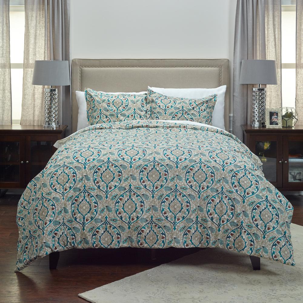 Rizzy Home Teal Vining Floral Pattern 3-Piece King Bed Set ...