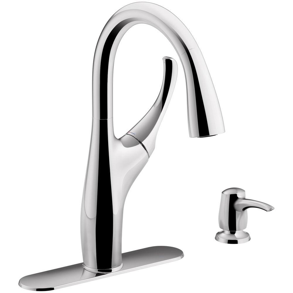 KOHLER Mazz Single-Handle Pull-Down Sprayer Kitchen Faucet in Polished Chrome