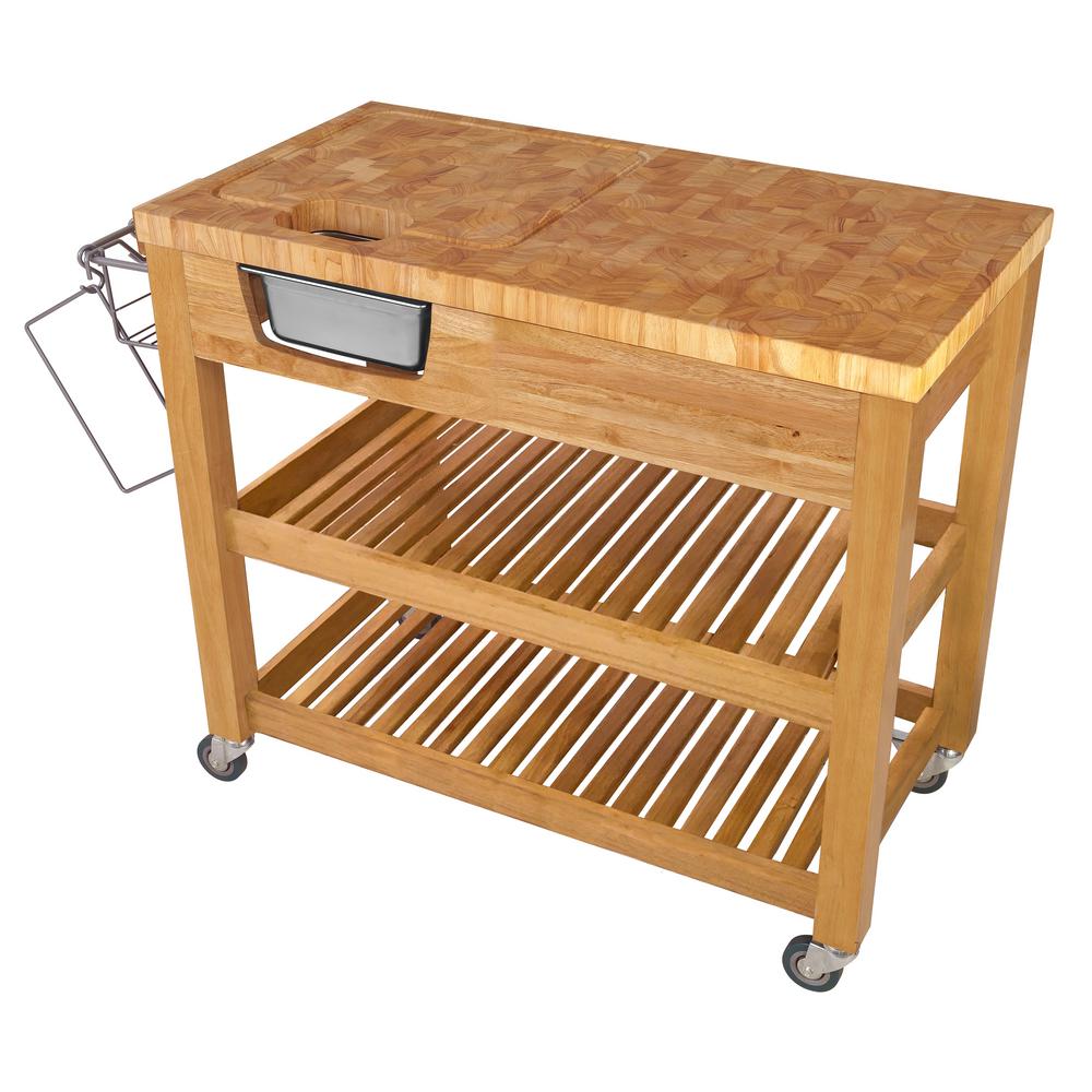 Natural Kitchen Work Station Cart Utility Table Drawer Storage Natural Kitchen Work Station Cart Utility Table Drawer Storage Wheels Wood Top