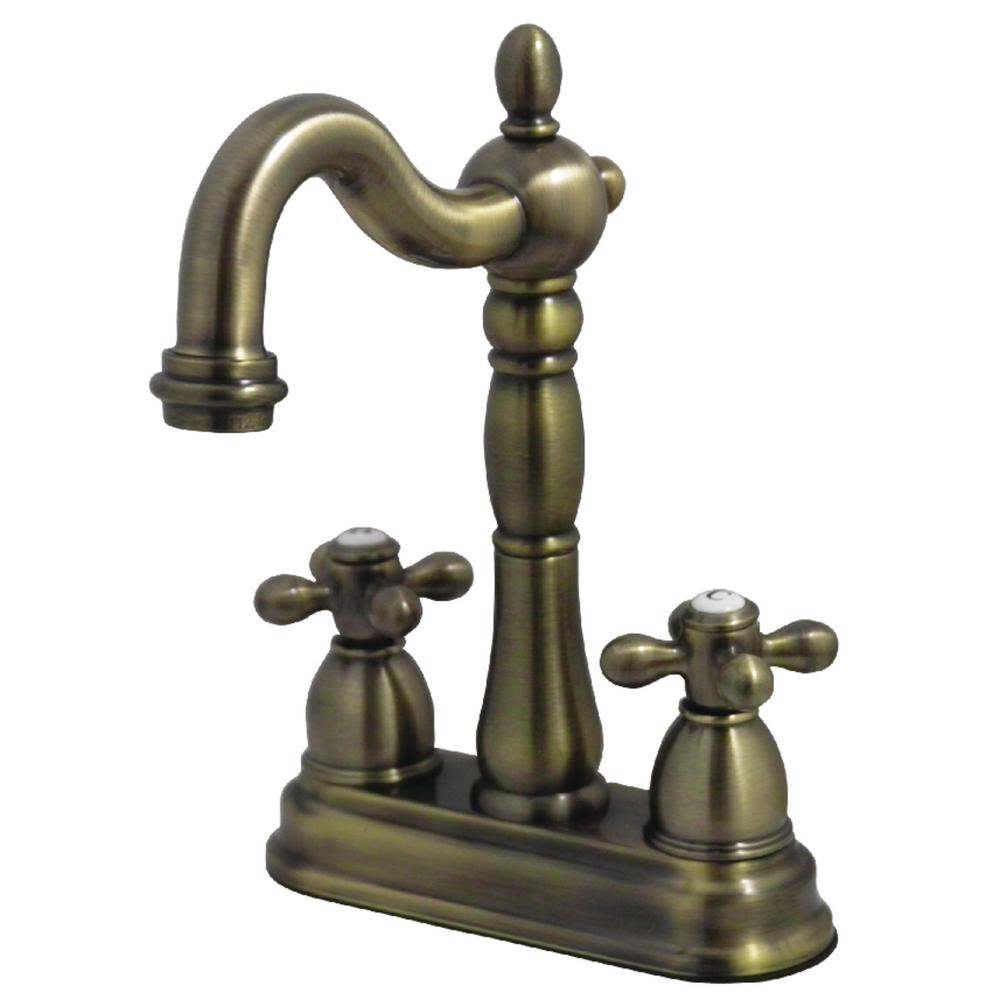 Kingston Brass Traditional 2Handle Bar Faucet in Antique Brass