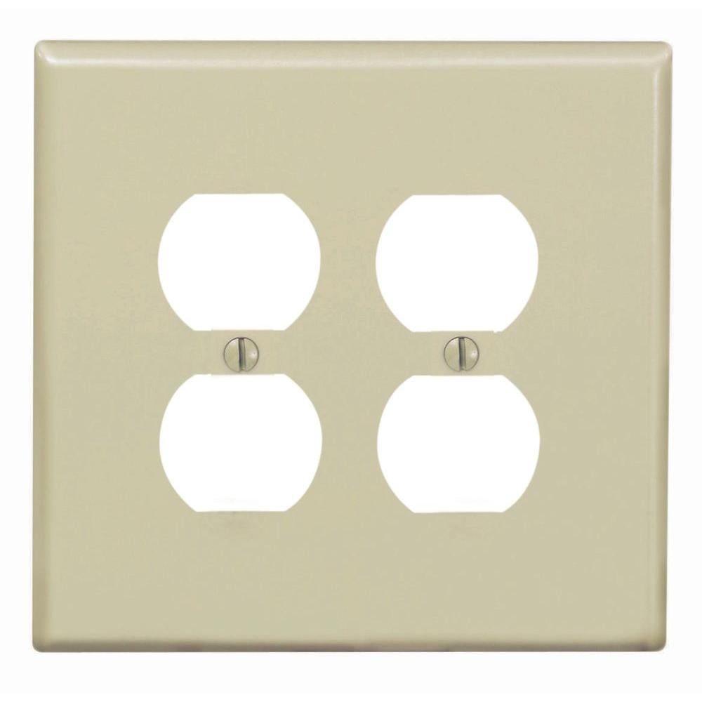 Leviton 2Gang Midway Duplex Outlet Nylon Wall Plate, IvoryR510PJ82