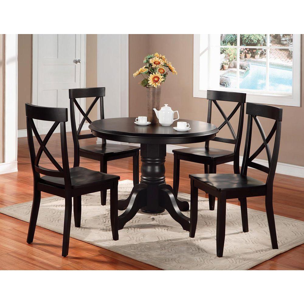 Home Styles 5 Piece Black Dining Set 5178 318 The Home Depot