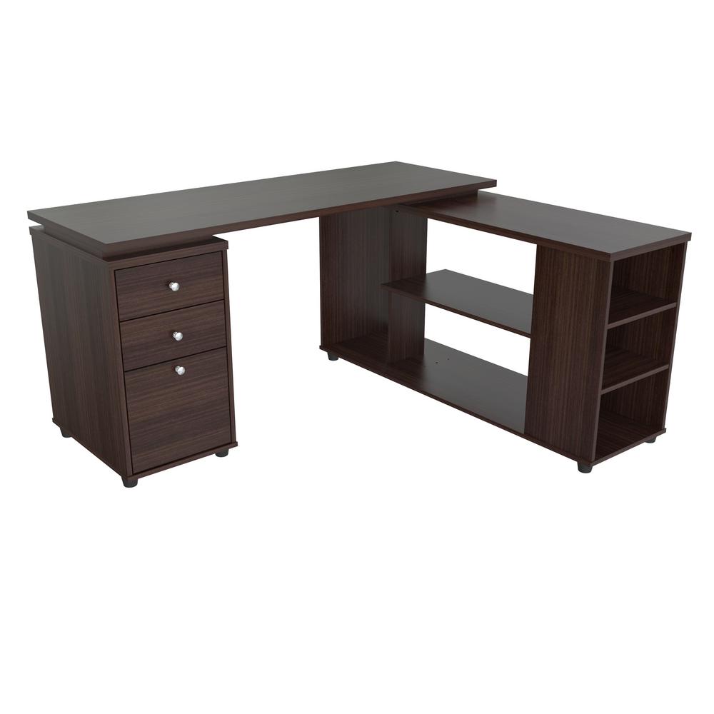 Inval Corner Unit Computer Desk Desks Home Office Furniture Espresso Wengue Computer Workstation