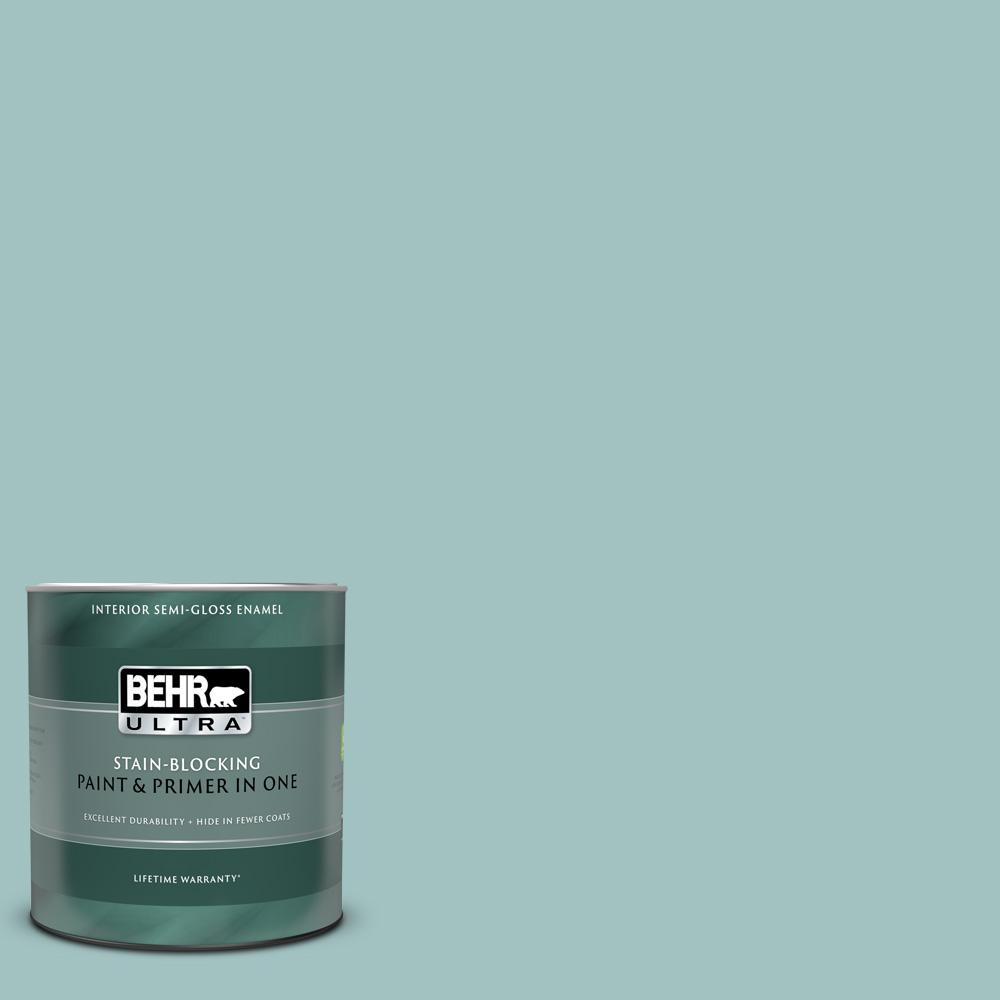 BEHR ULTRA 1 qt. S4403 Aspiring Blue SemiGloss Enamel Interior Paint