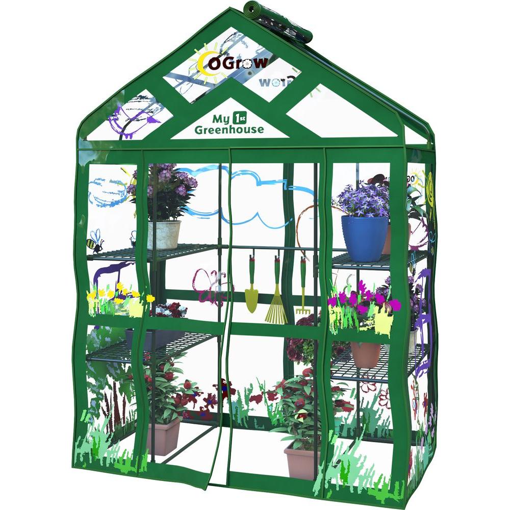 Ogrow 29 In. W X 54 In. D Walk-In 3-Tier 6 Shelf Kids Greenhouse-OG6834 ...