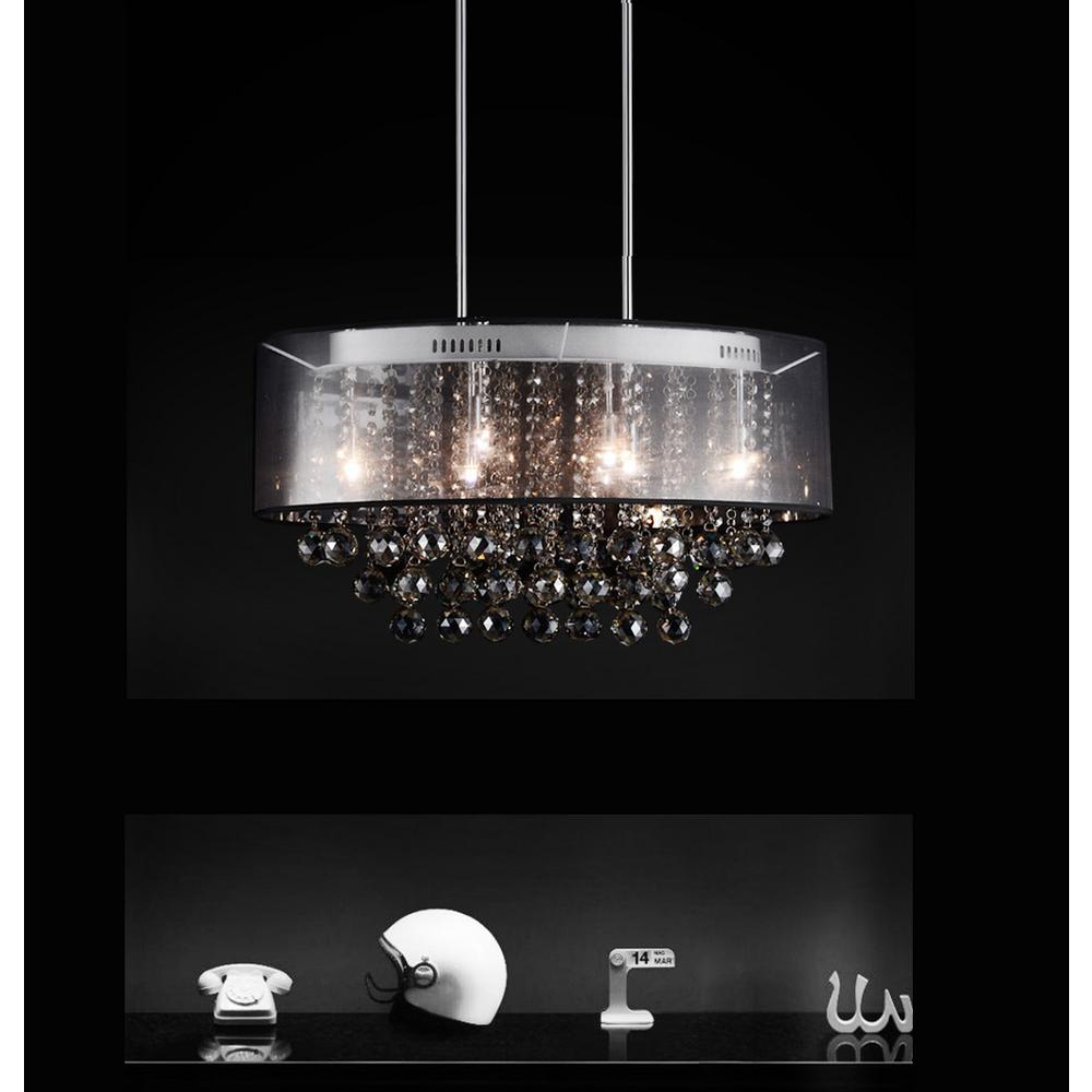 Cwi Lighting Radiant 9 Light Chrome Chandelier With Black Shade Radiant 9 Light Chrome Chandelier With Black Shade