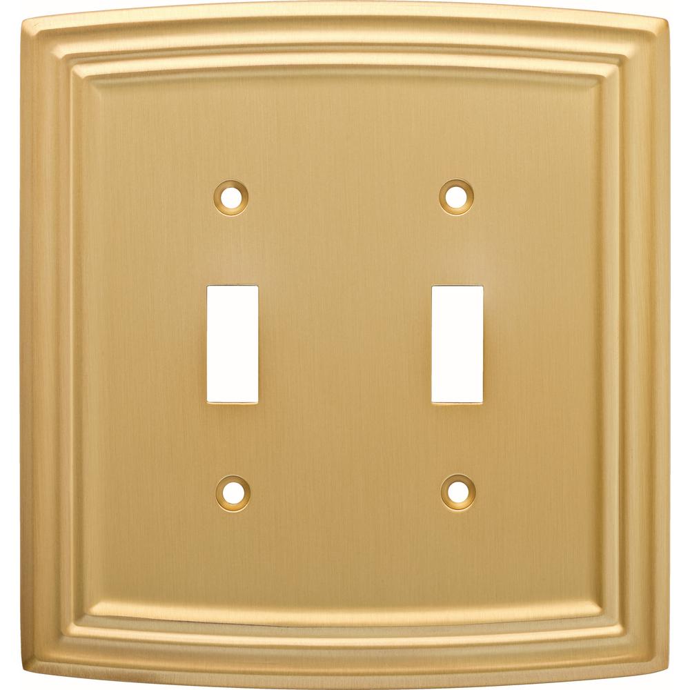 Hampton Bay Emery Decorative Double Light Switch Cover, Brushed Brass
