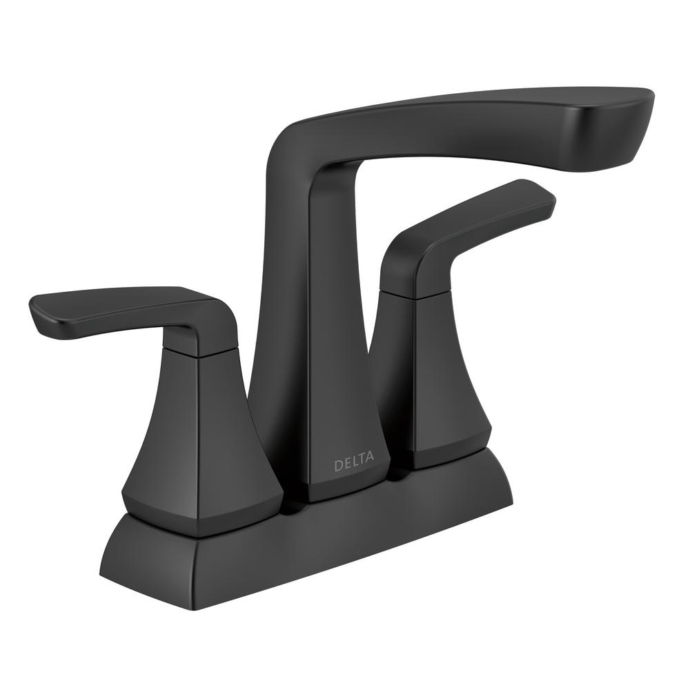 Delta Vesna 4 In Centerset 2 Handle Bathroom Faucet In Matte Black   Matte Black Delta Centerset Bathroom Sink Faucets 25789lf Bl 64 600 