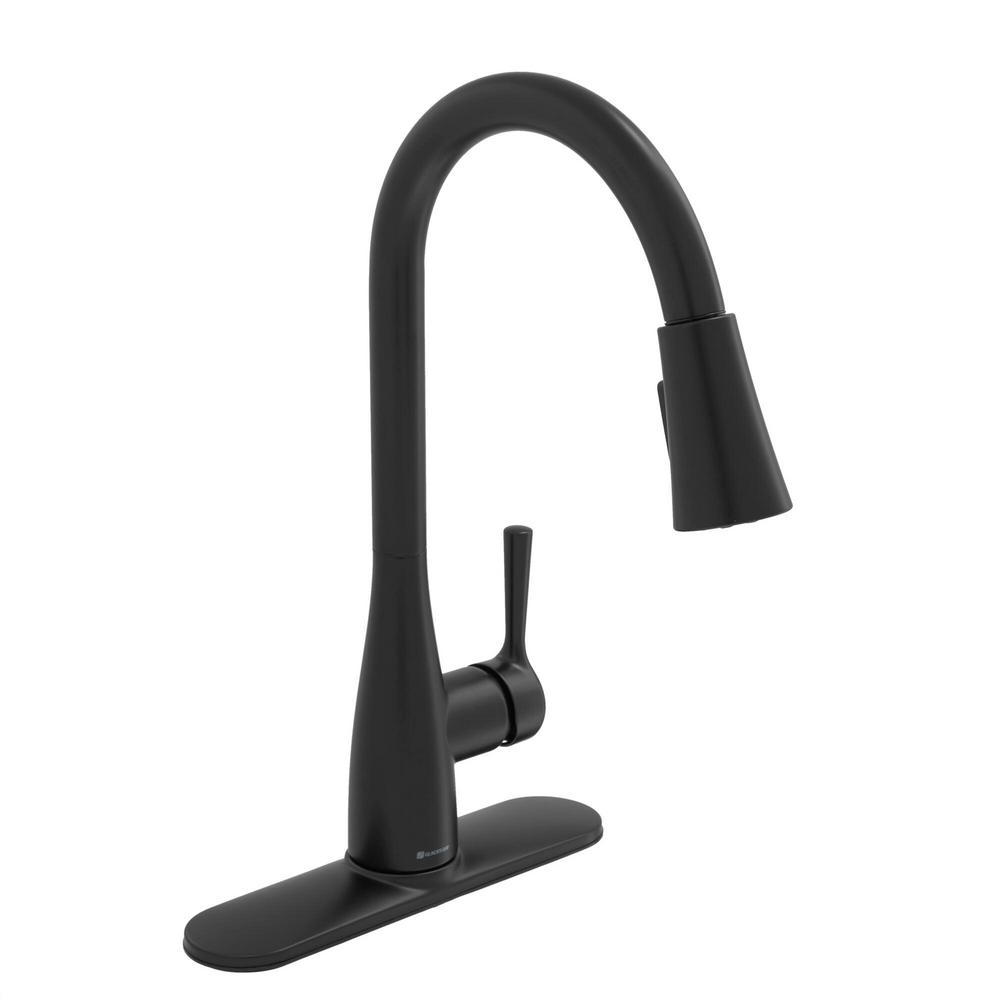 Shop Sadira Single-Handle Pull-Down Sprayer Kitchen Faucet in Matte Black from Home Depot on Openhaus