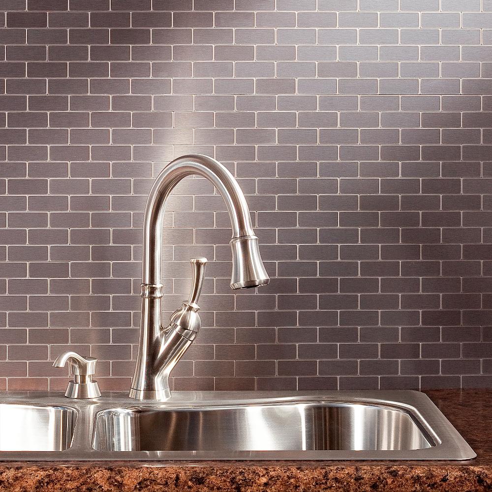 Subway Matted 12 In X 4 Brushed Stainless Metal Decorative Tile Backsplash 1 Sq Ft Subway Matted 12 In X 4 Brushed Stainless Metal Decorative Tile Backsplash 1 Sq Ft