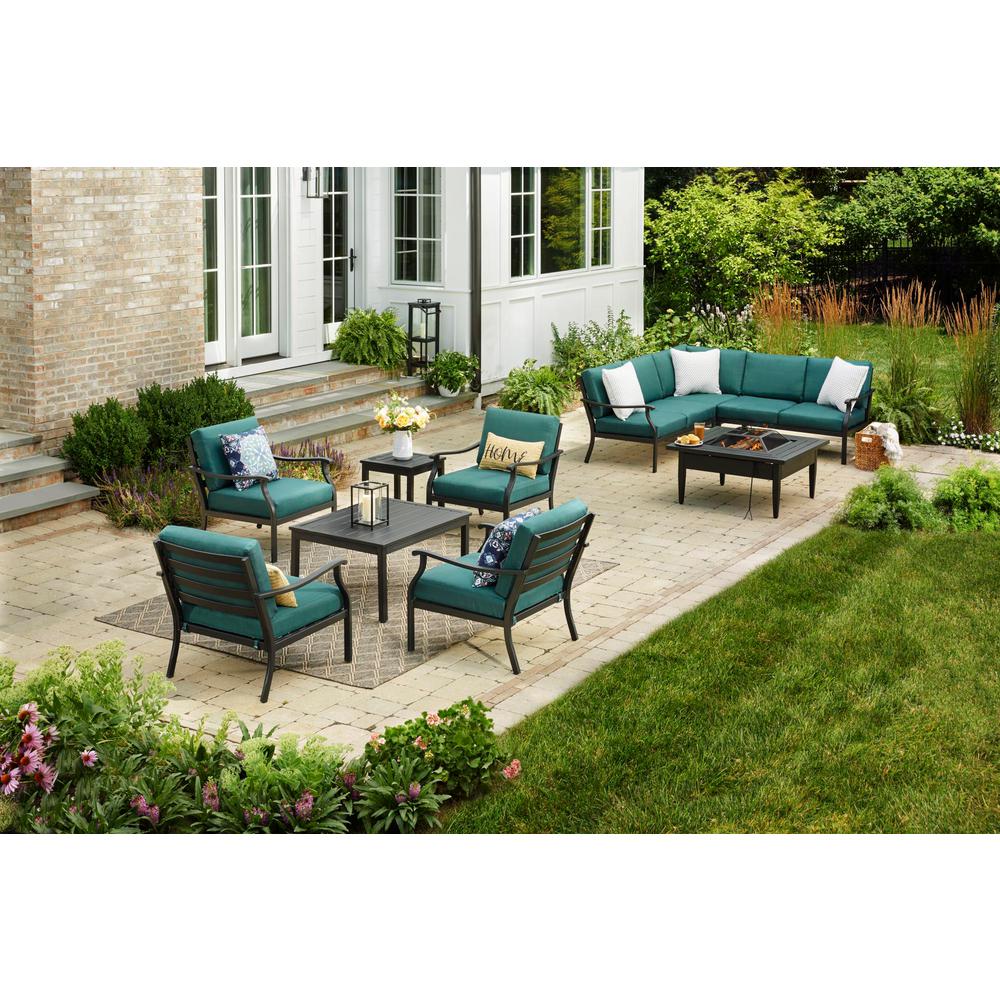 Hampton Bay Riley Kd Stationary Metal Steel Outdoor Lounge Chair With Charleston Cushions 2 Pack Hd20700 The Home Depot