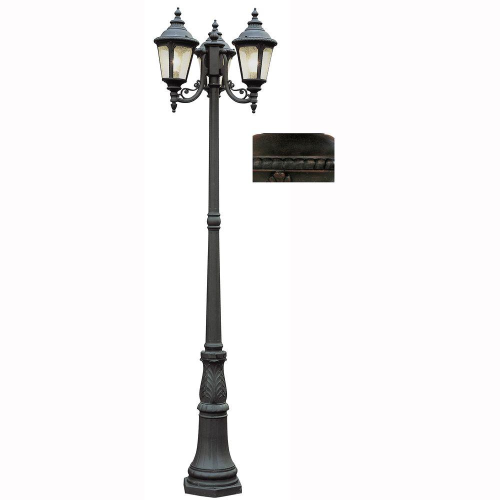 Weather Resistant Other Post Lighting Outdoor The Breeze Way 3 Light Rust Pole With Seeded Glass