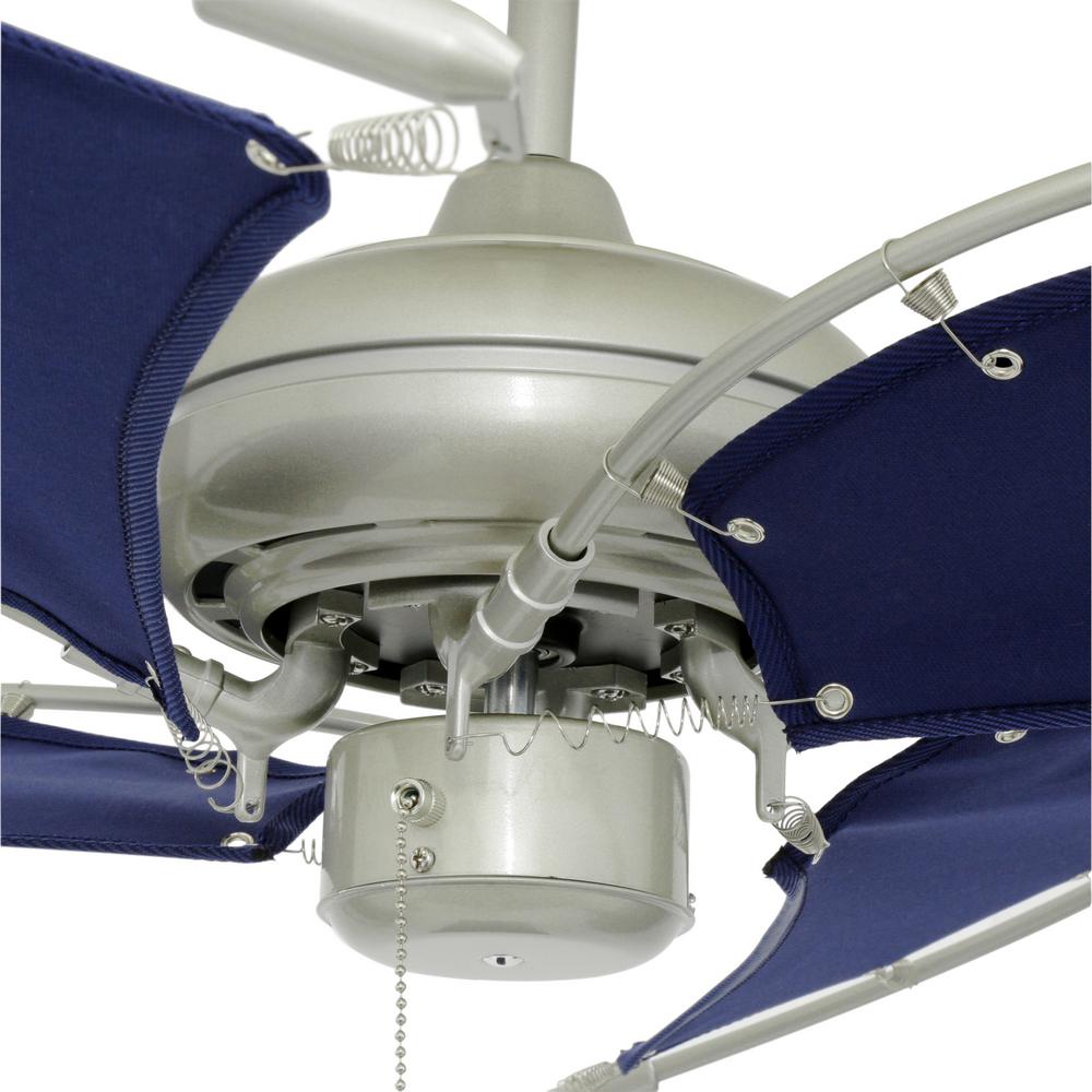 Troposair Voyage 40 In Indoor Outdoor Brushed Nickel Ceiling Fan With Blue Fabric Blades