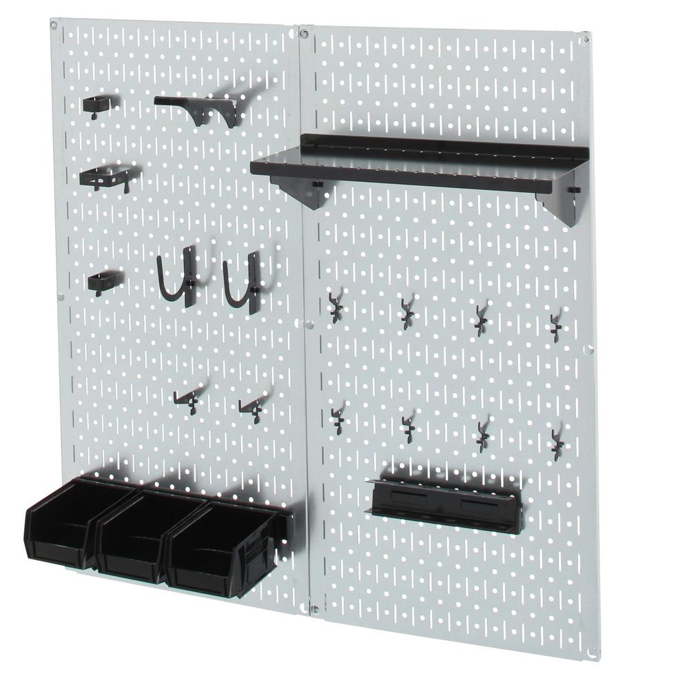 Wall Control 32 in. x 32 in. Shiny Metallic Galvanized Steel Pegboard