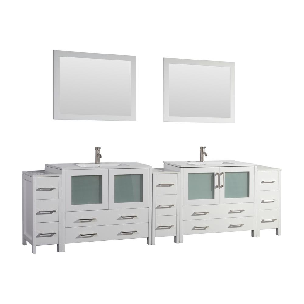 Vanity Art Brescia 108 In W X 18 D 36 H Bathroom Brescia 108 In W X 18 D 36 H Bathroom Vanity White With Double Basin Top Ceramic And Mirrors