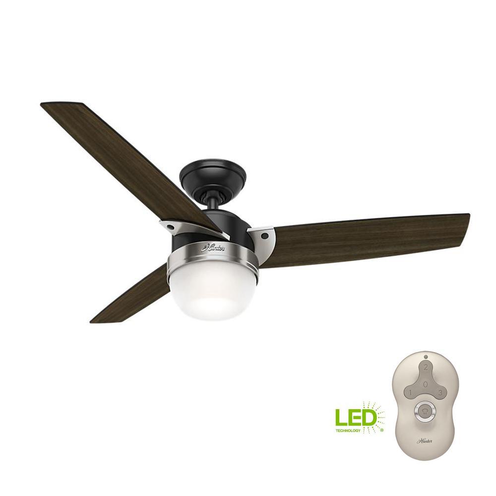Hunter Flare 48 In Led Indoor Matte Black Ceiling Fan With Light