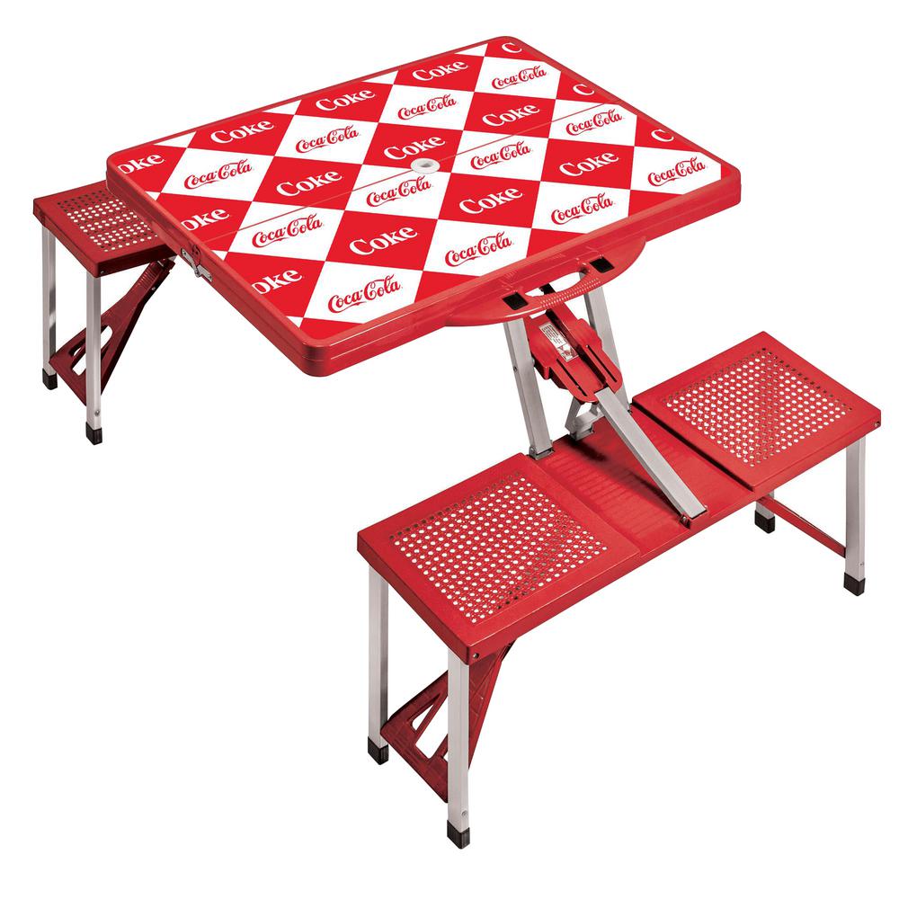 Picnic Time Coca Cola Red Checkered Print Portable Table Picnic Time Coca Cola Red Checkered