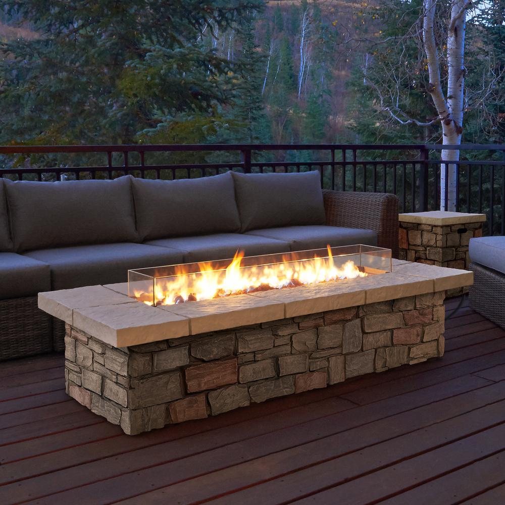 Rectangular Sandtone Fire Pits Outdoor Heating The Home Depot