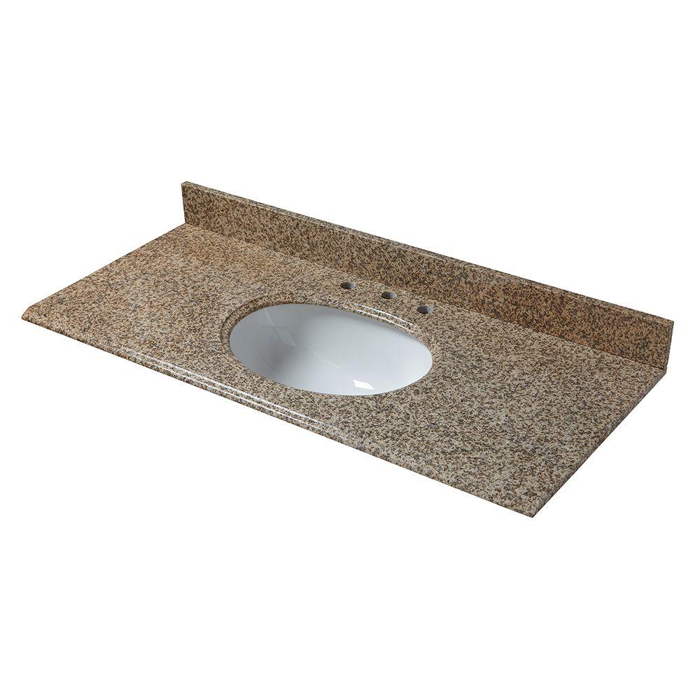 UPC 088969496492 product image for 49 in. W Granite Vanity Top in Montesol with White Bowl and 8 in. Faucet Spread | upcitemdb.com