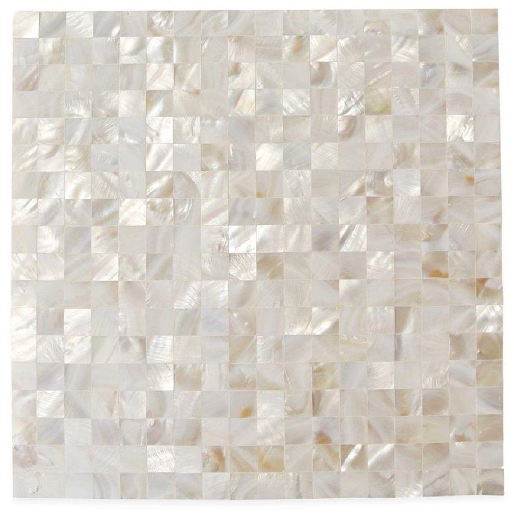 Ivy Hill Tile Mother Of Pearl Deep Ocean Gray 12 In X 2 Mm Mother Of Pearl Serene White Squares 12 In X 2 Mm
