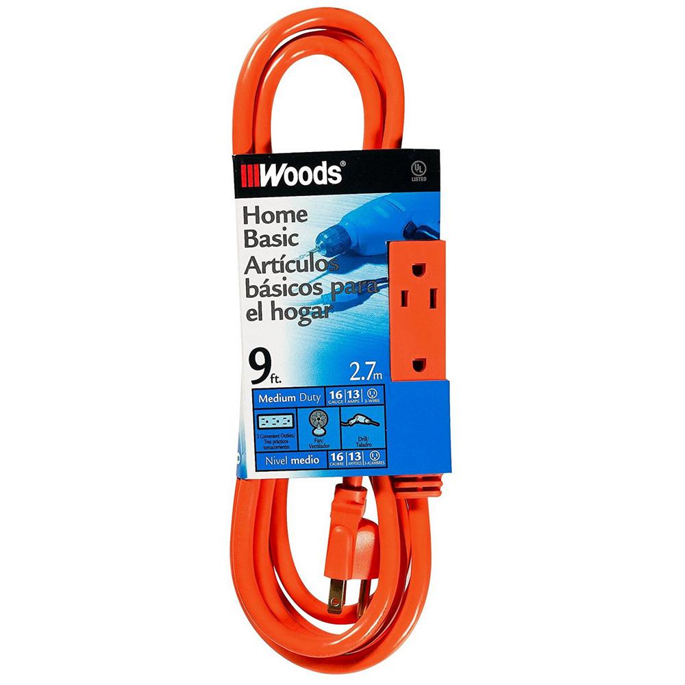 Southwire 9 ft. 16/3 SJTW MultiOutlet (3) Indoor LightDuty Extension Cord with Cube Power Tap