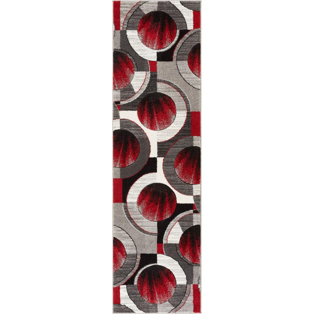 Well Woven Ruby Yolo 2 ft. x 7 ft. Runner Modern Geometric Shapes Red