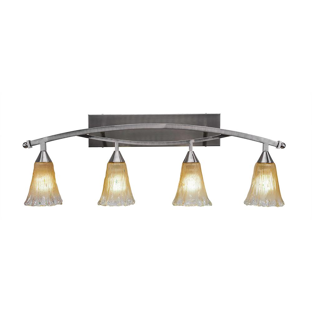 Filament Design 4 Light 20 In Brushed Nickel Vanity With 5 Amber Crystal Glass