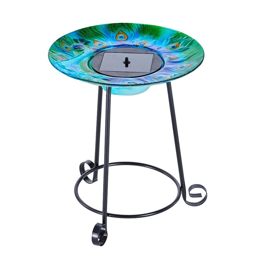 Bird Bath The Home Depot Argus Pea Gl Solar Birdbath