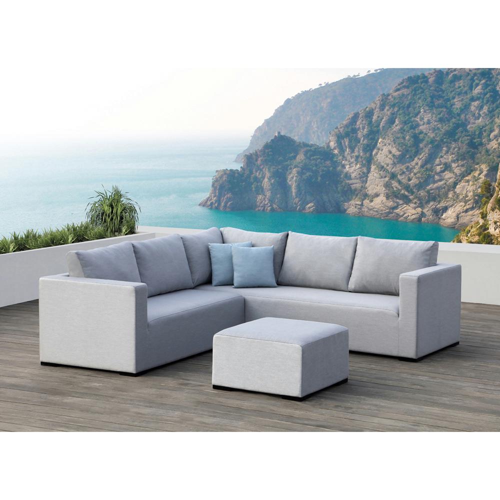 Ove Decors Ego Gray 3 Piece Aluminum Outdoor Sectional Set With Ove Decors Ego Gray 3 Piece Aluminum Outdoor Sectional Set With Sunbrella Cushions