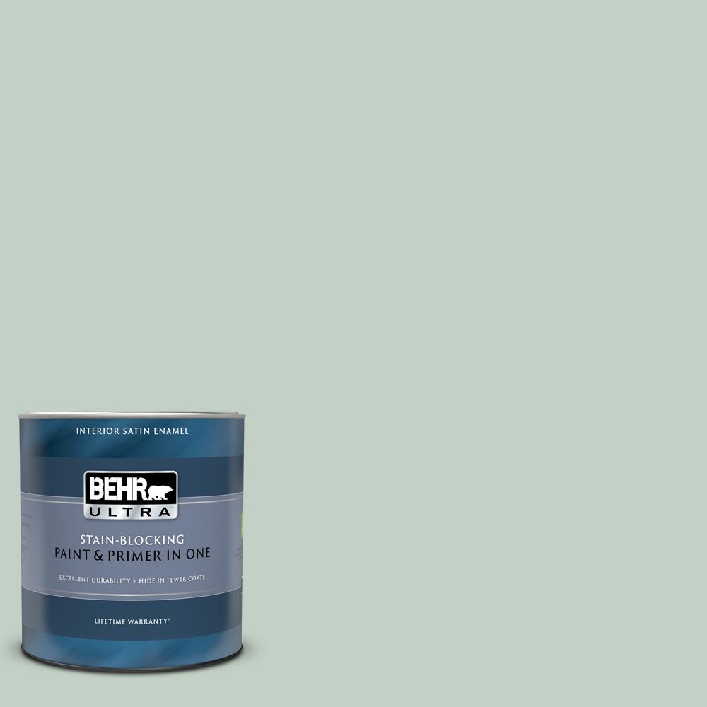 BEHR ULTRA 1 qt. PPU1113 Frosted Jade Satin Enamel Interior Paint and