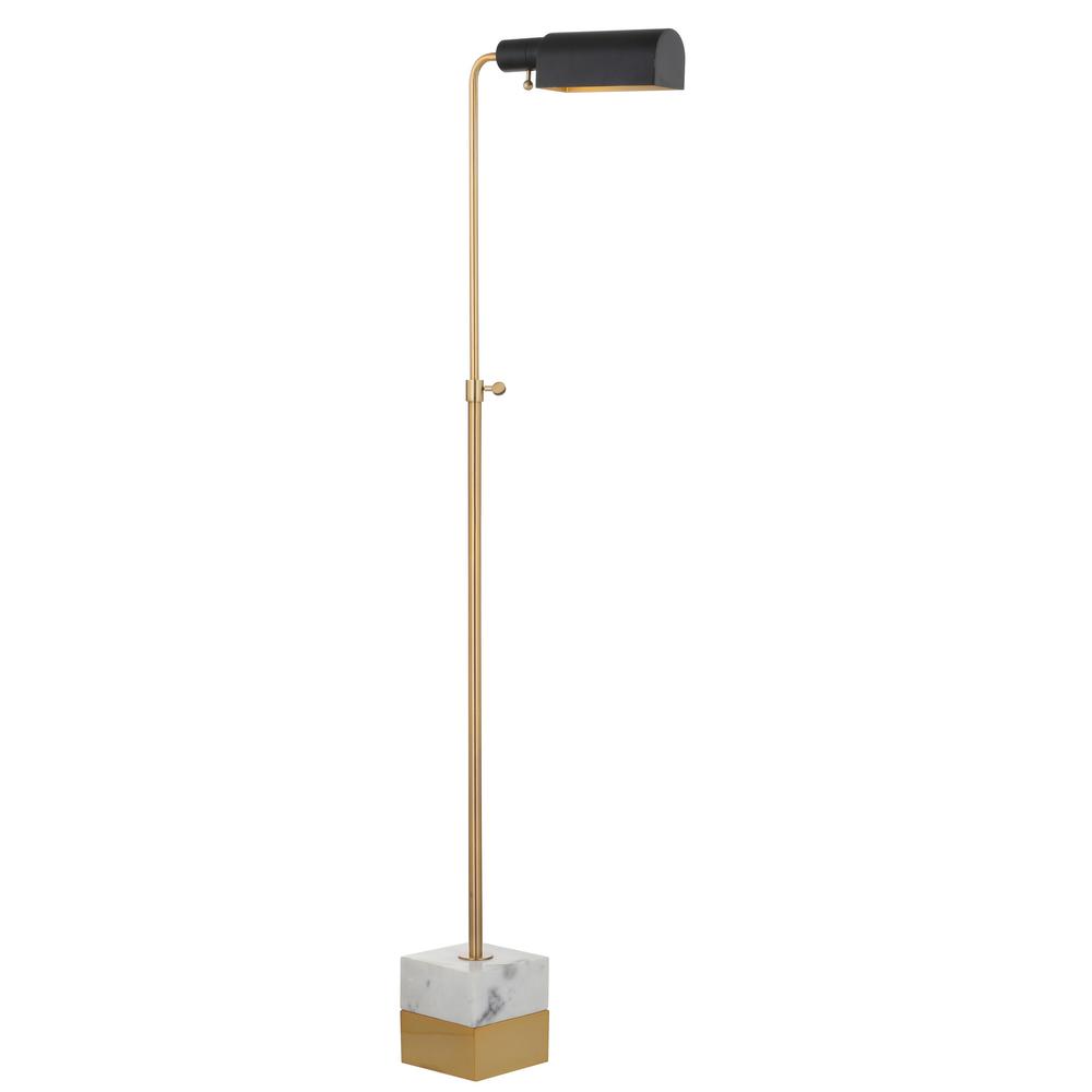 Jonathan Y Iva 56 5 In Brass Gold Carrara Marble Adjustable Library Brass Gold Carrara Marble Adjustable Library Floor Lamp