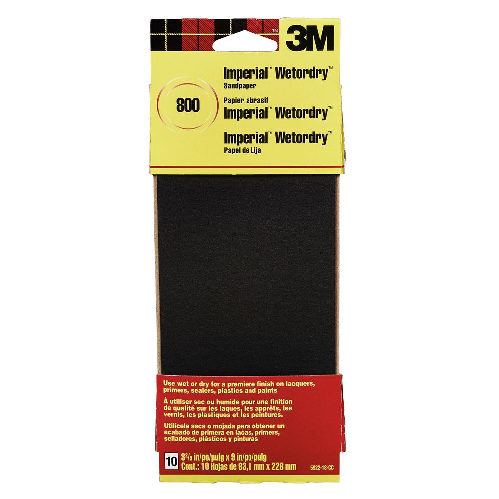 3M Imperial Wetordry 32/3 in. x 9 in. 800 Grit Sandpaper Sheets (10