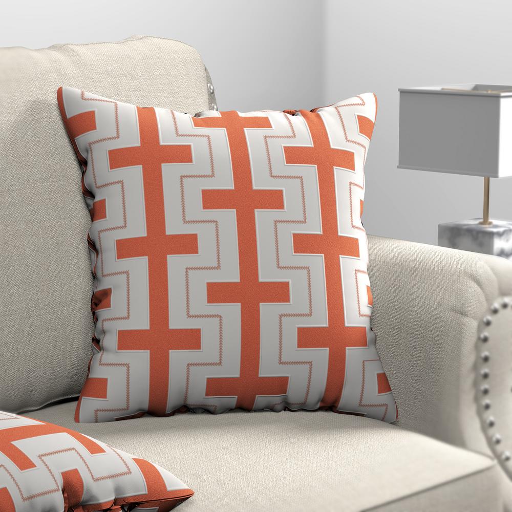 Furniture Of America Geometric Lines Orange Decorative Pillow Set