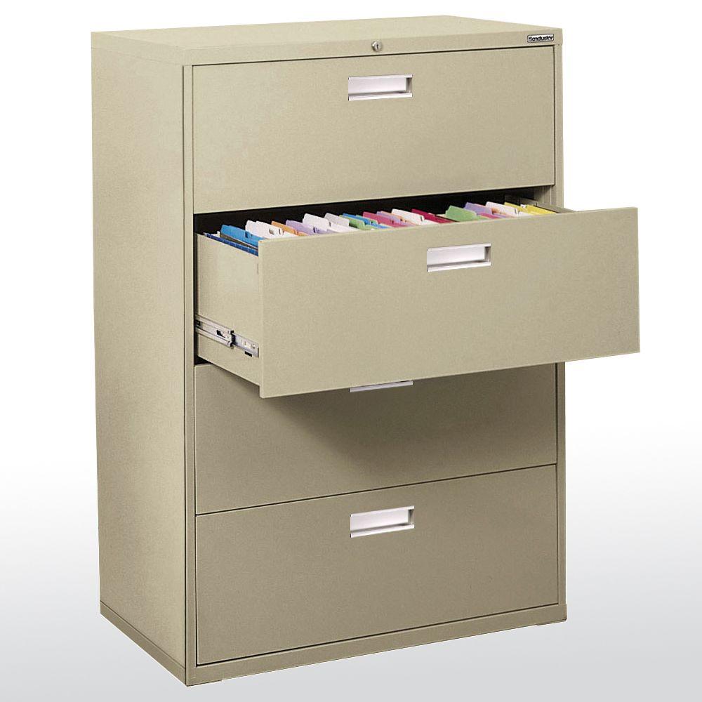 600 Series 53 25 In H X 42 W 19 D 4 Drawer Lateral File Cabinet Putty