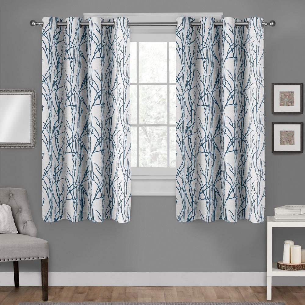 Branches 54 in. W x 63 in. L Linen Blend Grommet Top Curtain Panel in