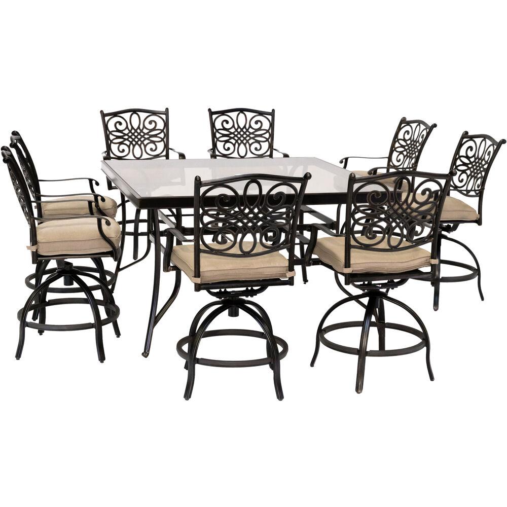 Hanover Traditions 9 Piece Aluminum Outdoor Dining Set With