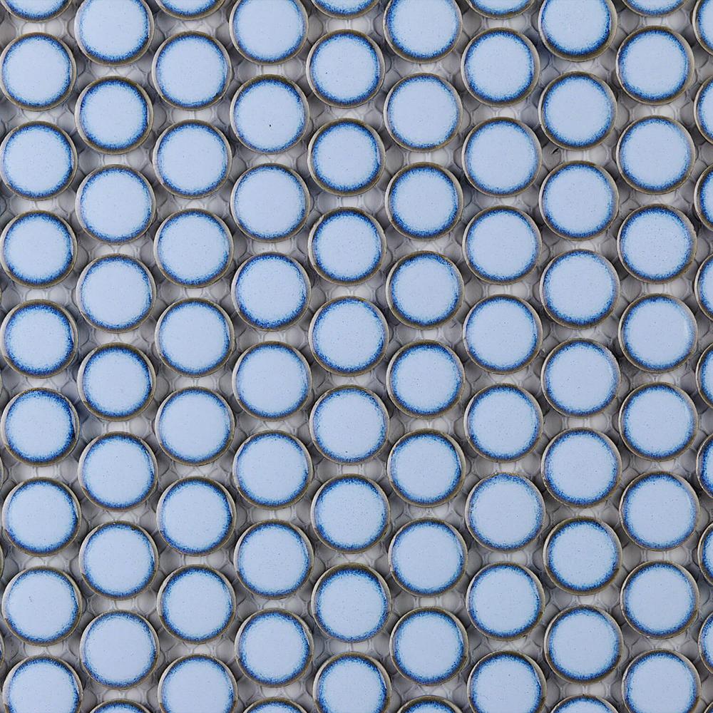 Sheet Bliss Edged Penny Round Gray 12 x 12 Polished Ceramic Mosaic Sheet Tile 1 Sheet Covers 1 sq. ft.