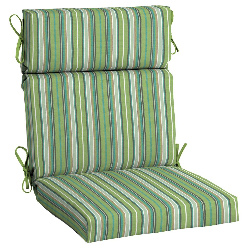 Striped Green Sunbrella Outdoor Dining Chair Cushions