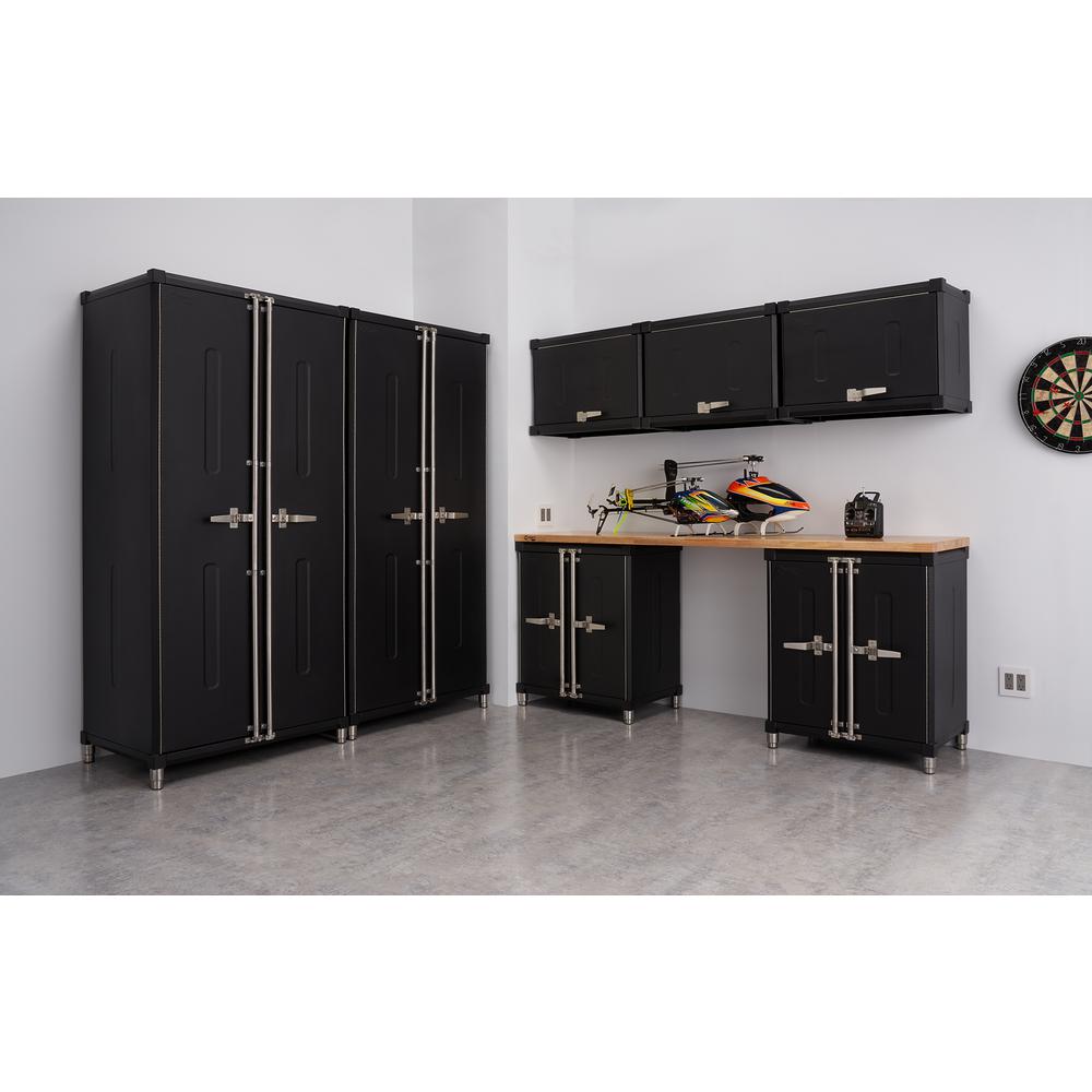 Trinity Pro Series 188 In W X 75 5 In H X 24 In D 18 Gauge Welded Steel Garage Cabinet Set In Black 8 Piece Tsnpbk 0614 The Home Depot