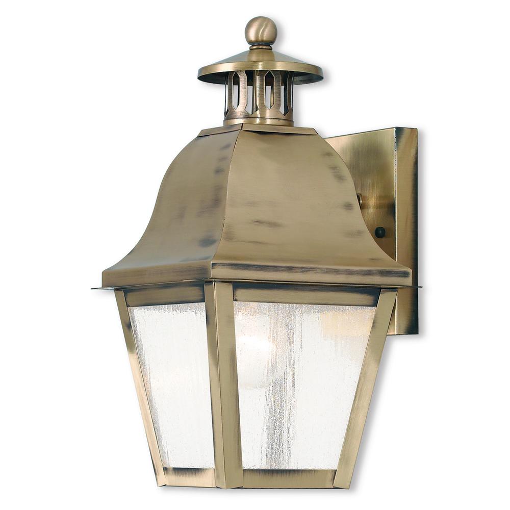 Livex Lighting Exeter 2 Light Antique Brass Outdoor Wall Mount Amwell 1 Light Antique Brass Outdoor Wall Mount Lantern