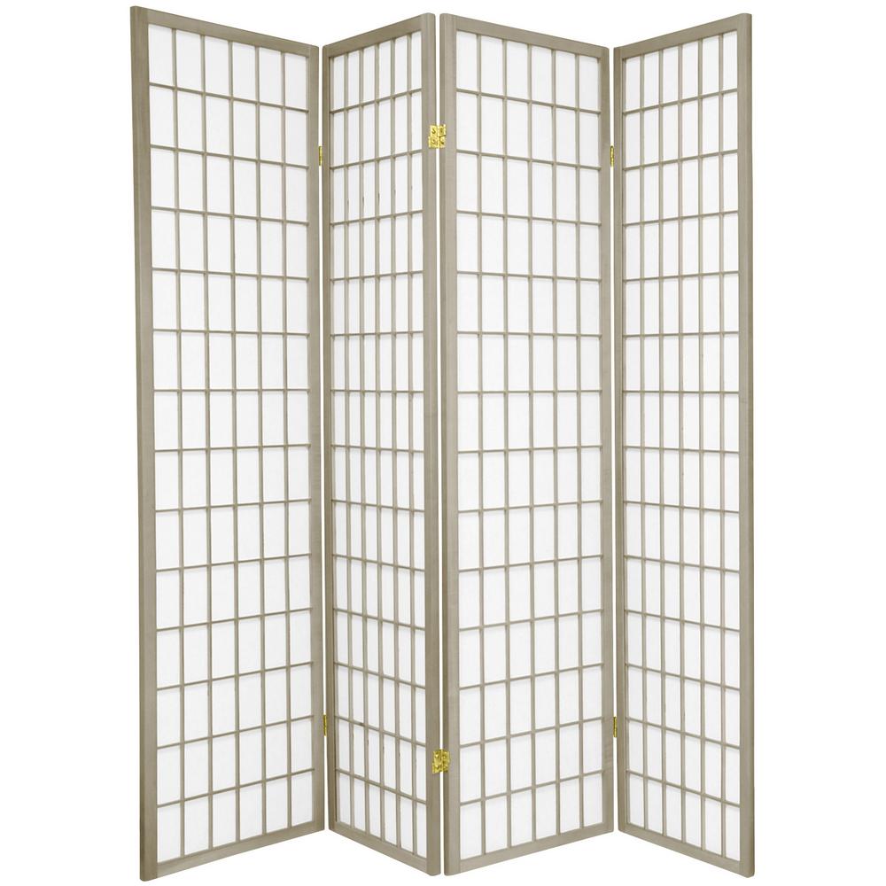 Oriental Furniture 6 Ft Grey Window Pane 4 Panel Room Divider Wpsp Grey Window Pane 4 Panel Room Divider